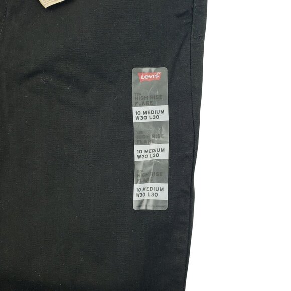 Levi's 726 Flare Jeans Women 10 Med Black Stretch Slim Fit High Rise 30X30 NWT - Picture 4 of 13